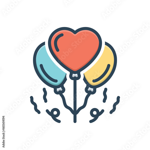 Color illustration icon for balloons