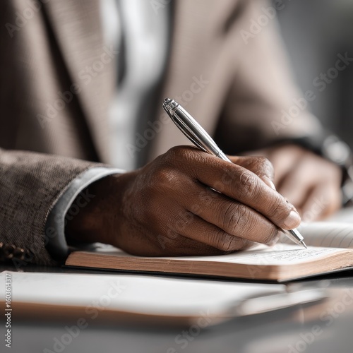 Close-up of person writing in a notebook