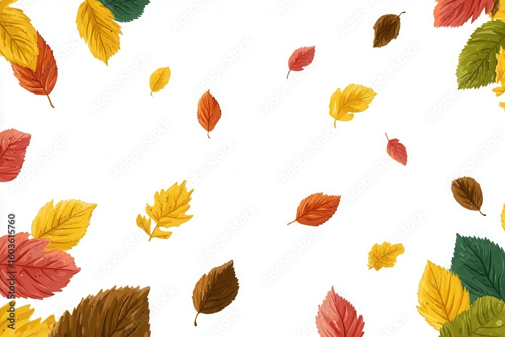 Fototapeta premium autumn sale banner with colorful fall leaves on white background