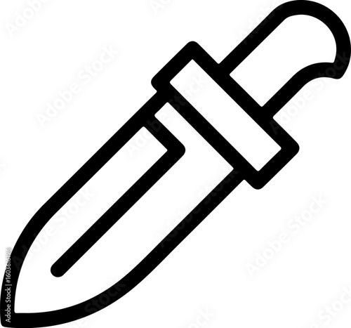 Simple outline icon of a fixed blade knife with a sheath