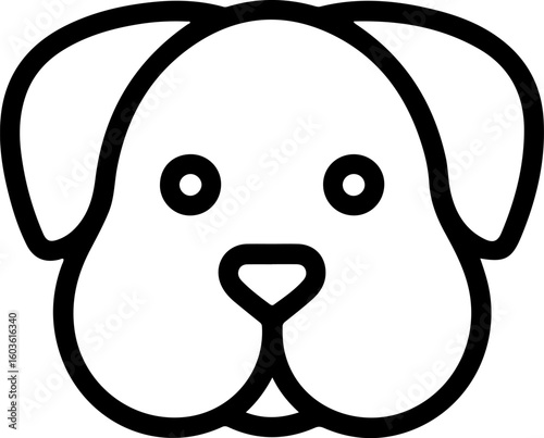 Simple outline drawing of a dog s face with floppy ears