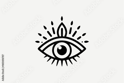 Beautiful human eye vector icon illustration with detailed iris and delicate eyelashes