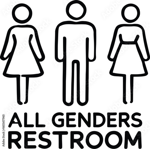nclusive Restroom Sign Vector – Gender-Neutral Flat Icon for Equality, Public Spaces and Facility Access