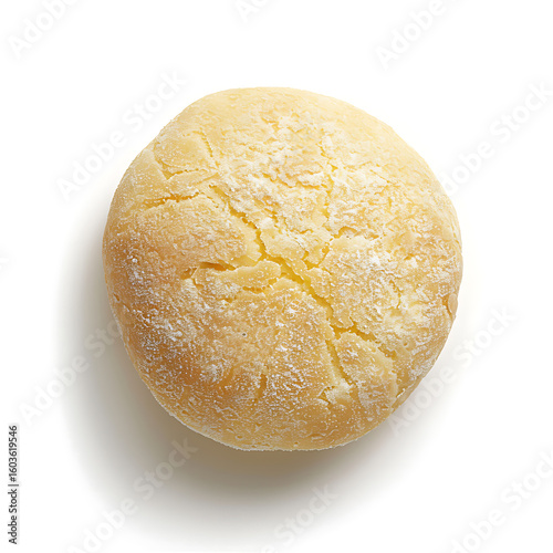 Freshly Baked Round Bread Roll Isolated on White Background