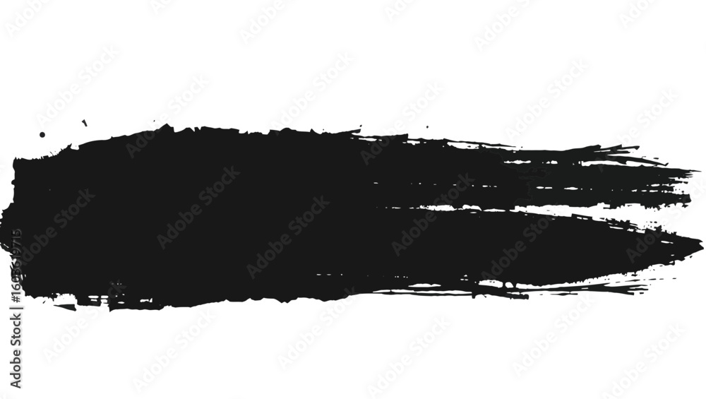 Obraz premium Horizontal black brush stroke with weathered texture and fine white lines