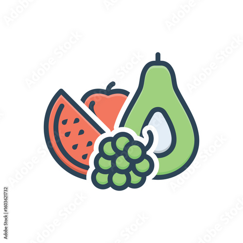 Color illustration icon for fruits