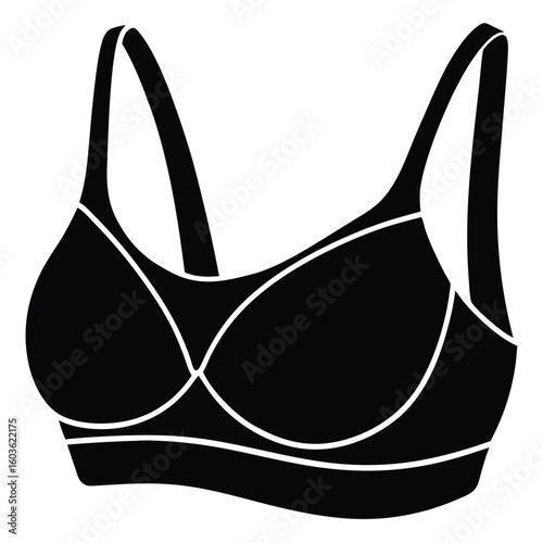A stylish black sports bra with white accents for active lifestyles