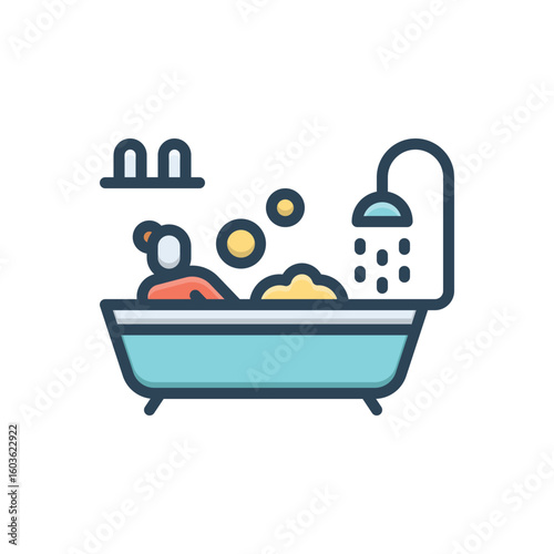 Color illustration icon for bath