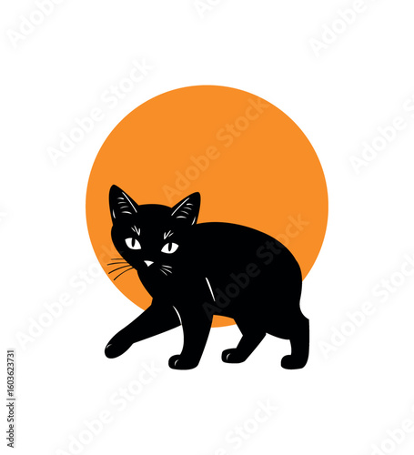 Black Cat Silhouette Halloween Full Moon