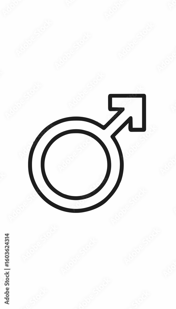 Male Gender Symbol Icon Outline Black and White Isolated for Design Male Gender Symbol Icon Outline Black and White Isolated for Design