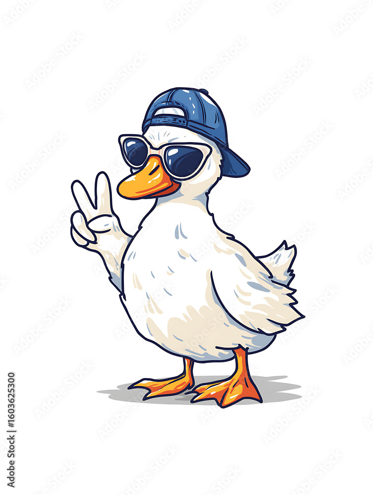 Obraz premium Cool Funny Cartoon Duck Character - Trendy Quirky Design with Retro Vibe and Pop Culture Flair