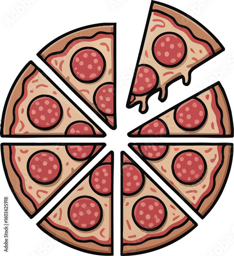 Delicious pepperoni pizza sliced and ready to eat