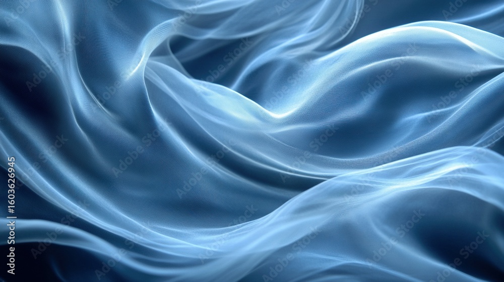 Obraz premium Close-up view of flowing, shimmering, blue fabric.