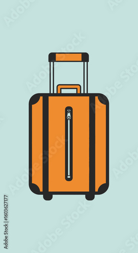 Modern Orange Suitcase with Black Accents and Zipper for Travel.