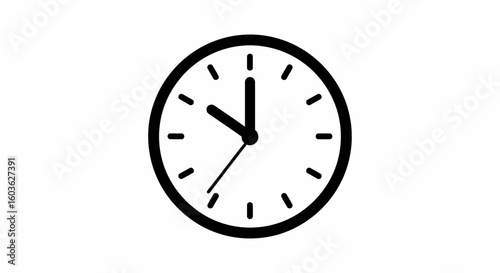 Simple Black and White Clock Face Showing Ten O'Clock Time