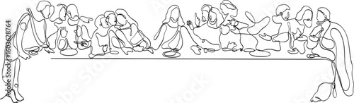 Last Supper vector one line art
