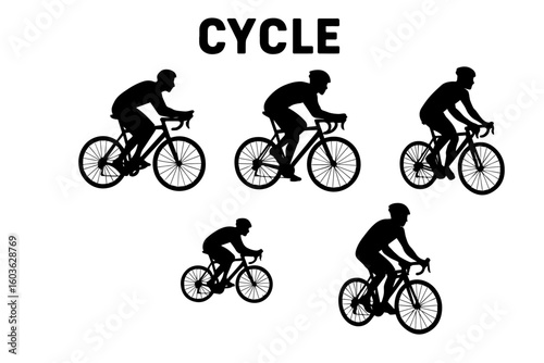 cycle race silhouette Cyclist silhouettes on racing bicycles, male and female riders