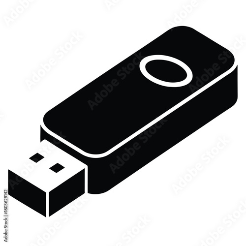 Sleek Black USB Drive A Modern and Portable Data Storage Solution for Everyday Use with a Simple Design