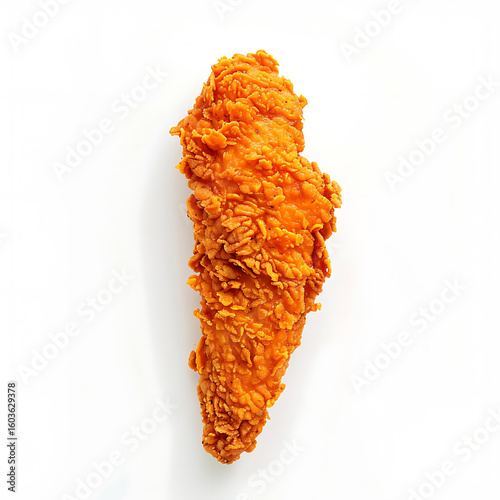 Crispy Breaded Chicken Tender Isolated on White Background