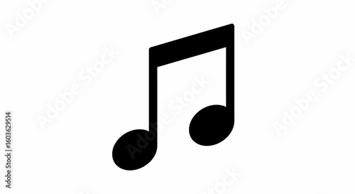 Black musical note symbol with two beams and a flag, isolated on transparent background.