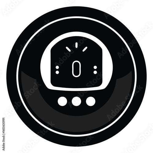 Digital Counter Icon Button with Clean Lines and Rounded Edges Showing Zero Displayed on a Dark Stylish Circular Background
