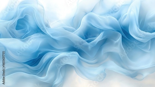 Light blue fabric with flowing drapes.