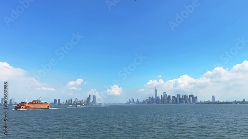 Manhattan view and Statue of Liberty