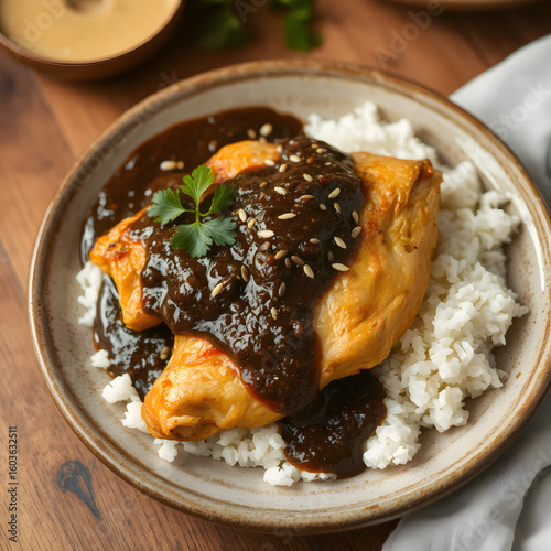 Plato Típico Mexicano: Pollo Bañado en Mole
