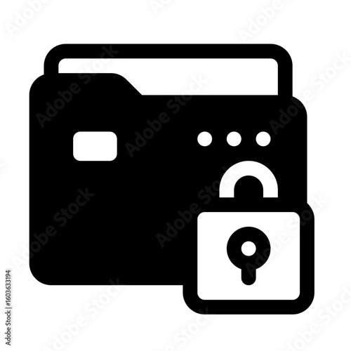 Locked Folder Glyph Icon. Single icon, glyph vector icon