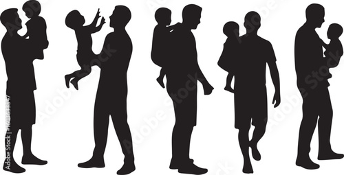 Parents and child silhouette vector icon illustration