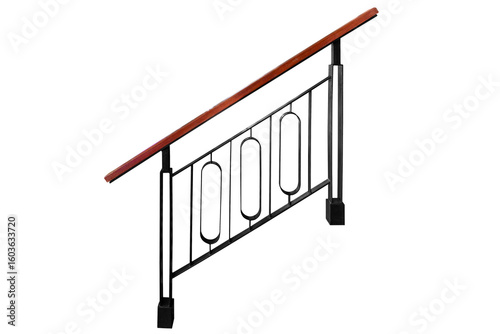 Steel staircase railing with wooden on top incline
