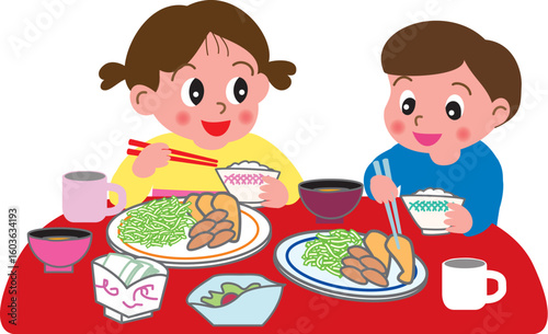 食事をする子供
