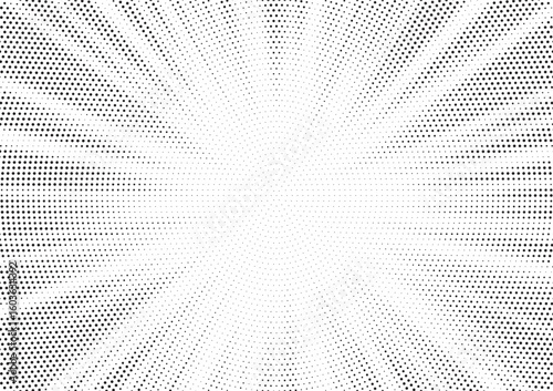 Sun rays Radial halftone background. Greyscale radial abstract comic pattern. Vector explosion abstract lines texture.  Vector illustration.