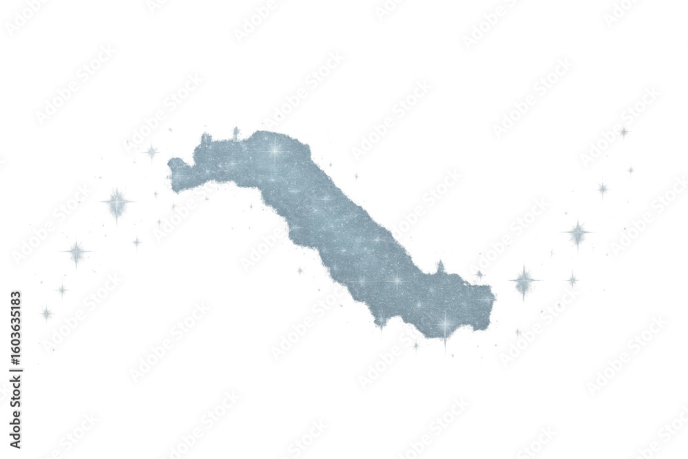 Fototapeta premium Sparkling blue dust particles creating a river-like design on a transparent background, ideal for adding a touch of magic to various projects