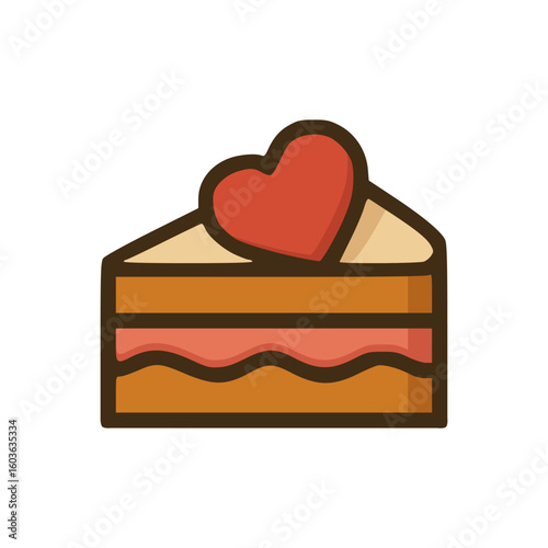 Layered sponge cake with pink filling and heart decoration reflects romance affection and joyful dessert moments