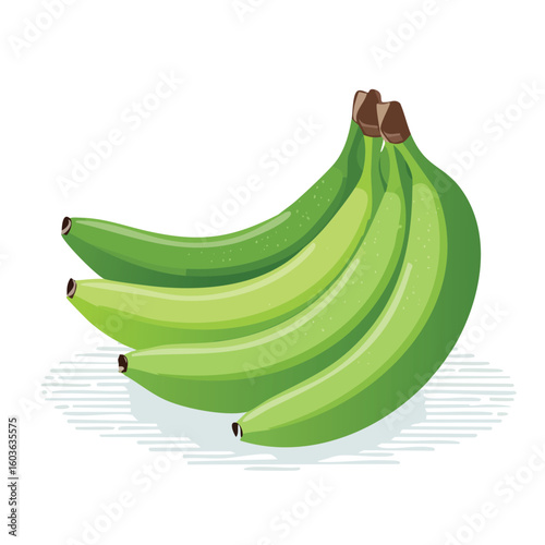 Textured Illustration of Green Bananas on Hatching - AI Generated
