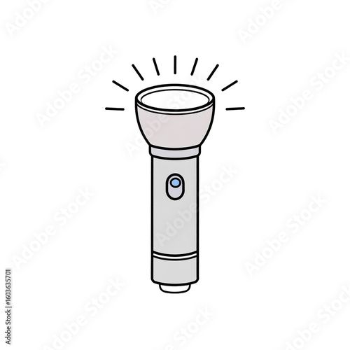 シンプルな懐中電灯の線画イラスト