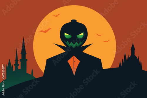Eerie graveyard filled with glowing tombstones vector illustration