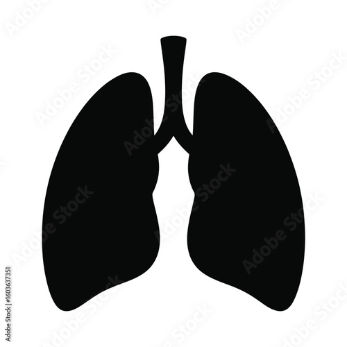 Black silhouette of human lungs and trachea