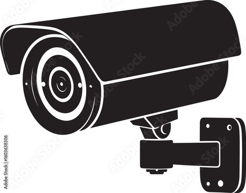 black silhouette of a security camera, security camera icon, security camera vector illustration