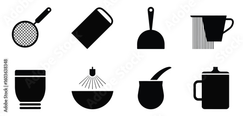 Collection of kitchen utensils and drinkware icons