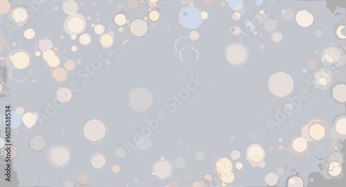 Softly glowing circles and sparkles in a muted grey background with bokeh light effect
