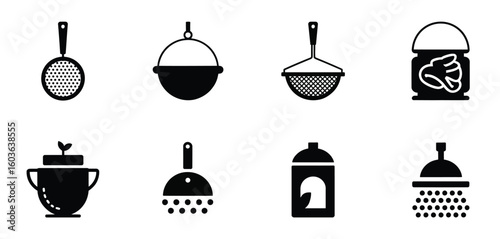 set of vector icons of kitchen utensils