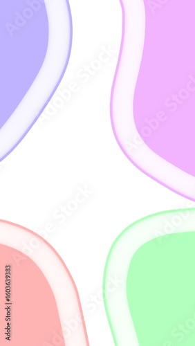 Four colorful blobs with white outlines suitable for abstract designs, backgrounds, patterns, stationery, digital art, web graphics, and artistic creations.