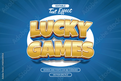 Lucky games editable text effect with gold 3d text style and with comic background