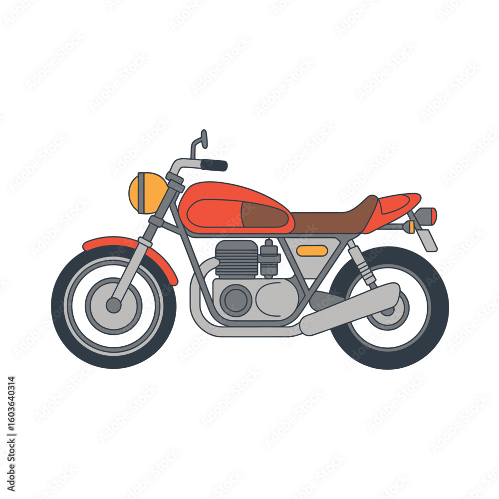 Fototapeta premium Classic red cafe racer motorcycle illustration