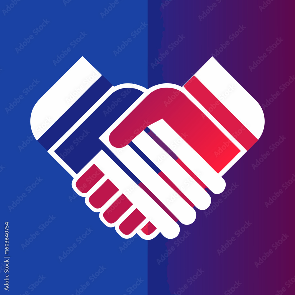 Obraz premium Minimal Handshake with USA Flag Gradient Vector