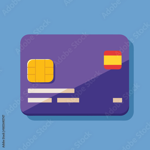 Minimal Bank Card with Chip – USA Payment Vector Icon