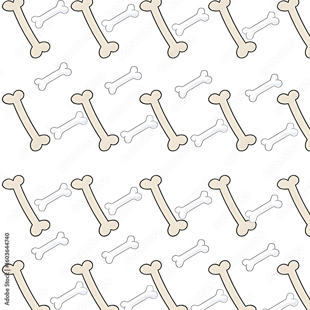 Naklejka premium Seamless Dog Bone Pattern on White Background – Pet Treat Illustration for Fabric, Wallpaper, or Packaging Design
