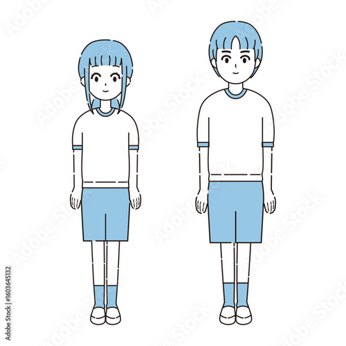 体育着を着た人物イラストセット1